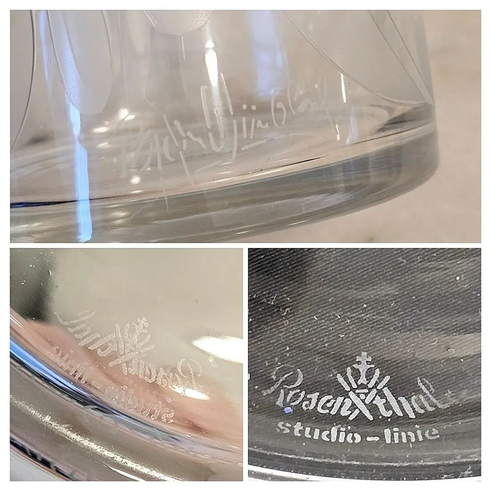 Rosenthal Studio Line Vase Etched Frosted Crystal by Bjorn Wiinblad Germany